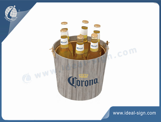 Cubos de hielo de cerveza de metal personalizados con exterior de madera