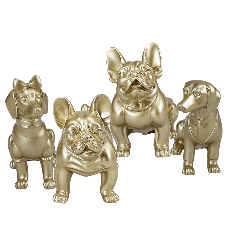 Fiberglass gold dog mannequins resin statues for sale