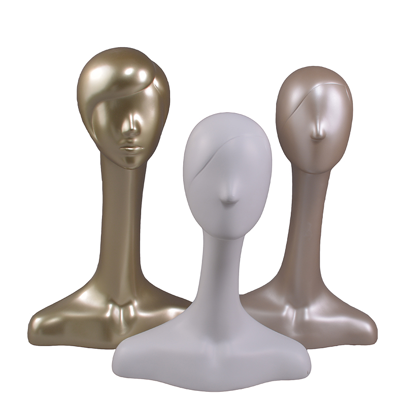 High Glossy Female Mannequin Display Head With Long Neck And Shoulder For Window Display.