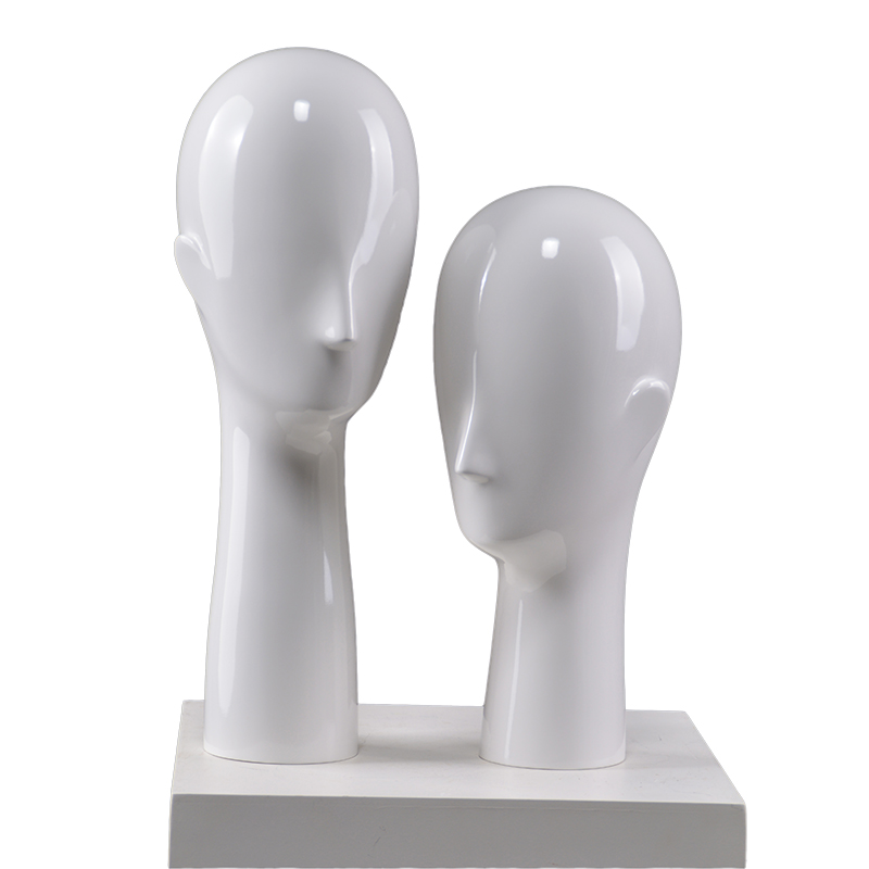 High Glossy While Male Female Head Mannequin Abstract Fiberglass Cheap Mannequin Heads For Sale