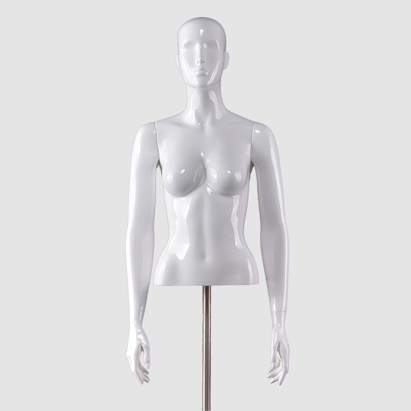 Glossy White Women Torso Half Body Torso Female Lingerie Mannequins With Adjustable Arms(DK Torso Mannequin)