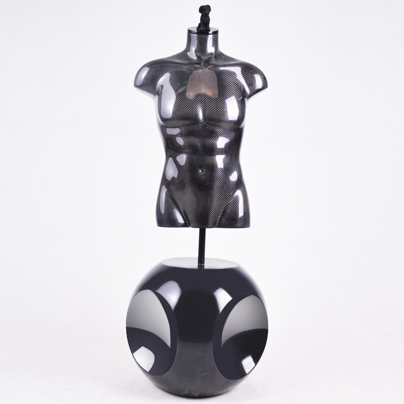 High Quality Glossy Black Half Body Male Torso Mannequin For Sale(OMH)