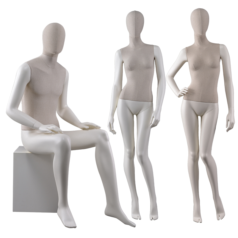 High quality mannequin fiberglass female fabric male manikin for window display（HWM)