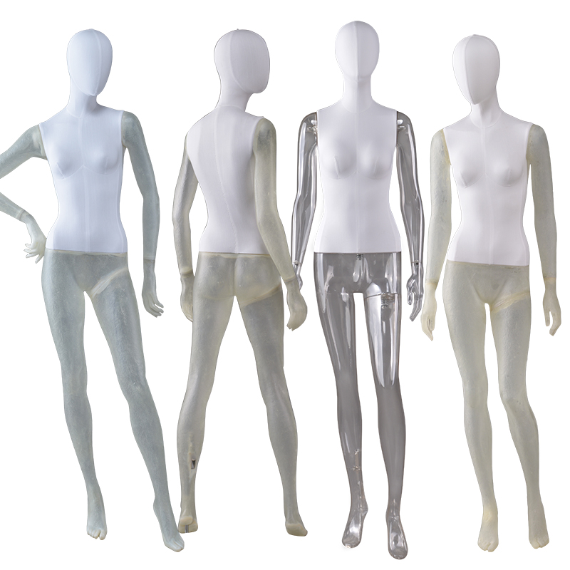 Wholesale Female Mannequin Fabric Cover Fiberglass Mannequin Transparent Resin Color Female Mannequin （KWM)