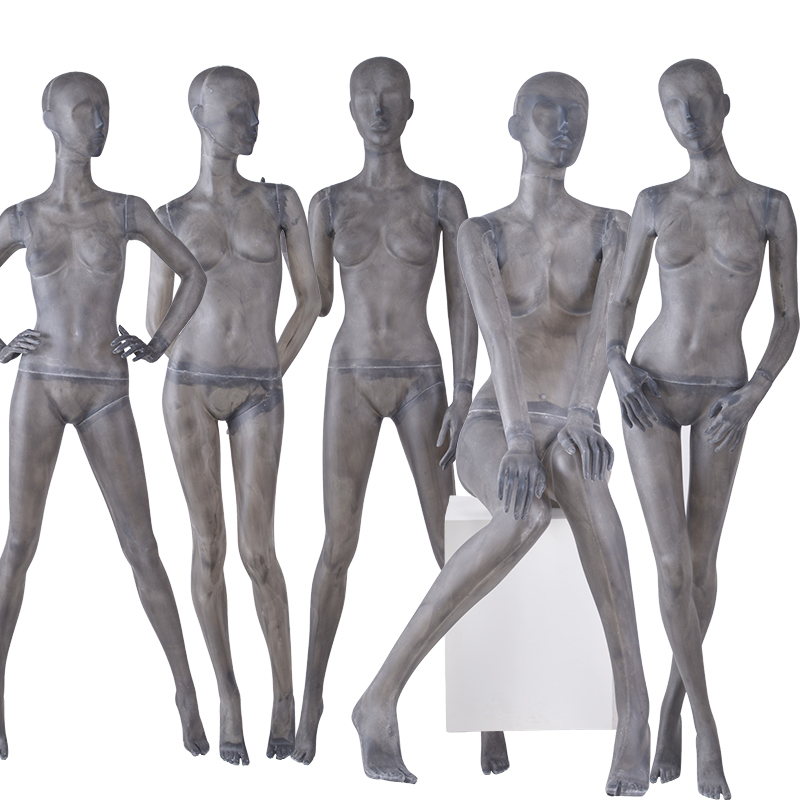 Fiber glass full body vintage beautiful abstract female posing store mannequins sale(female mannequin sale)