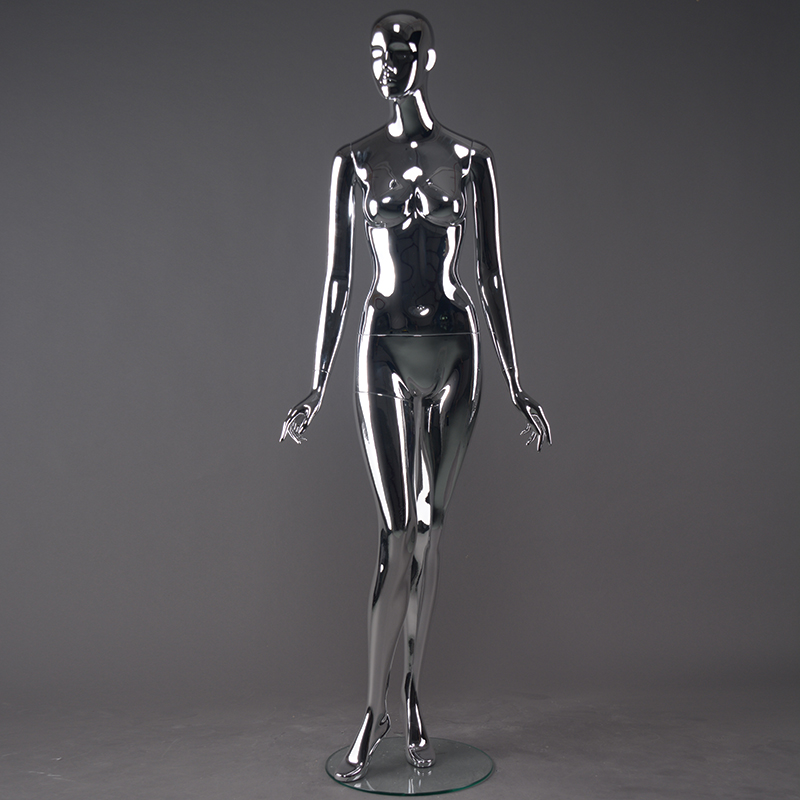 New style full body sliver female chrome mannequin life like make-up clear chrome female mannequin on stand(CFM series likelife chrome mannequin)