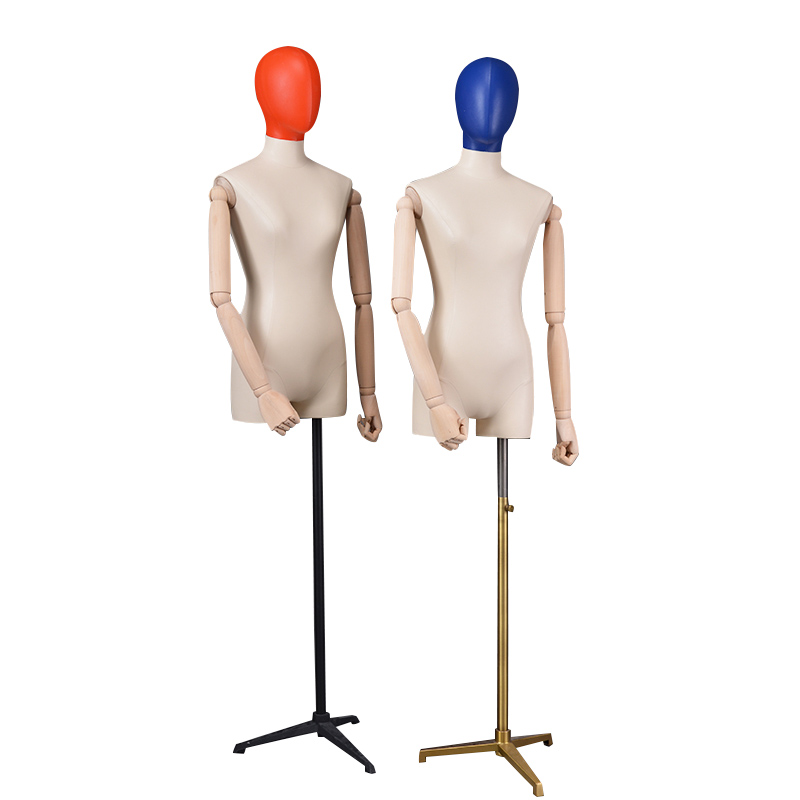 Customized leather finished female half body manikin dressed mannequin (EDM)