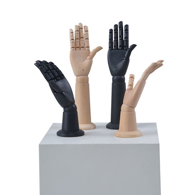 Customized black wooden mannequin hand display (EH)