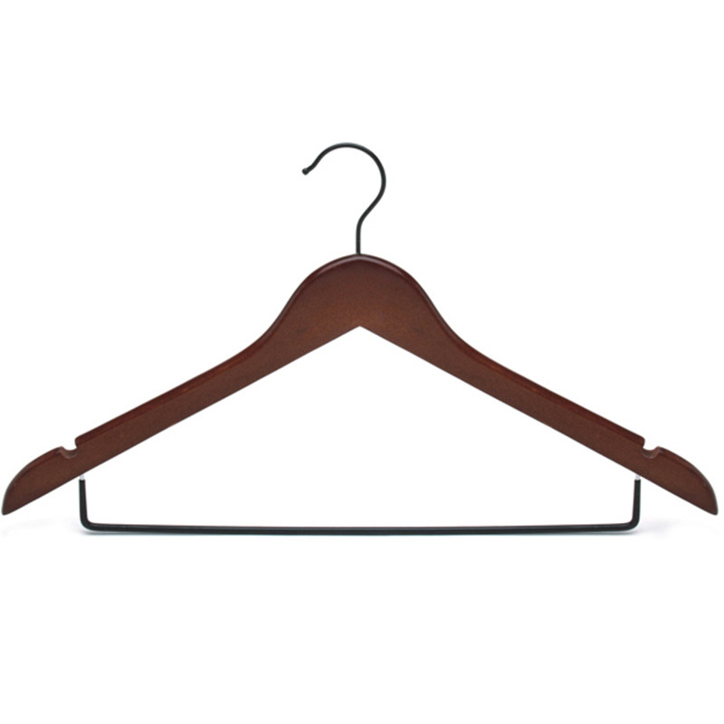 Customized adult clothes hangers velvet wood hanger for trousers and skirts