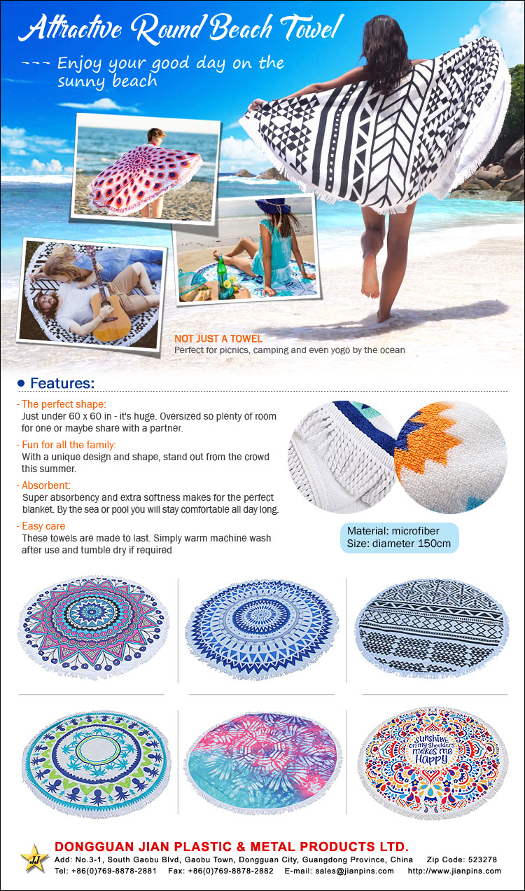 Fashion Flower Round Beach Towel