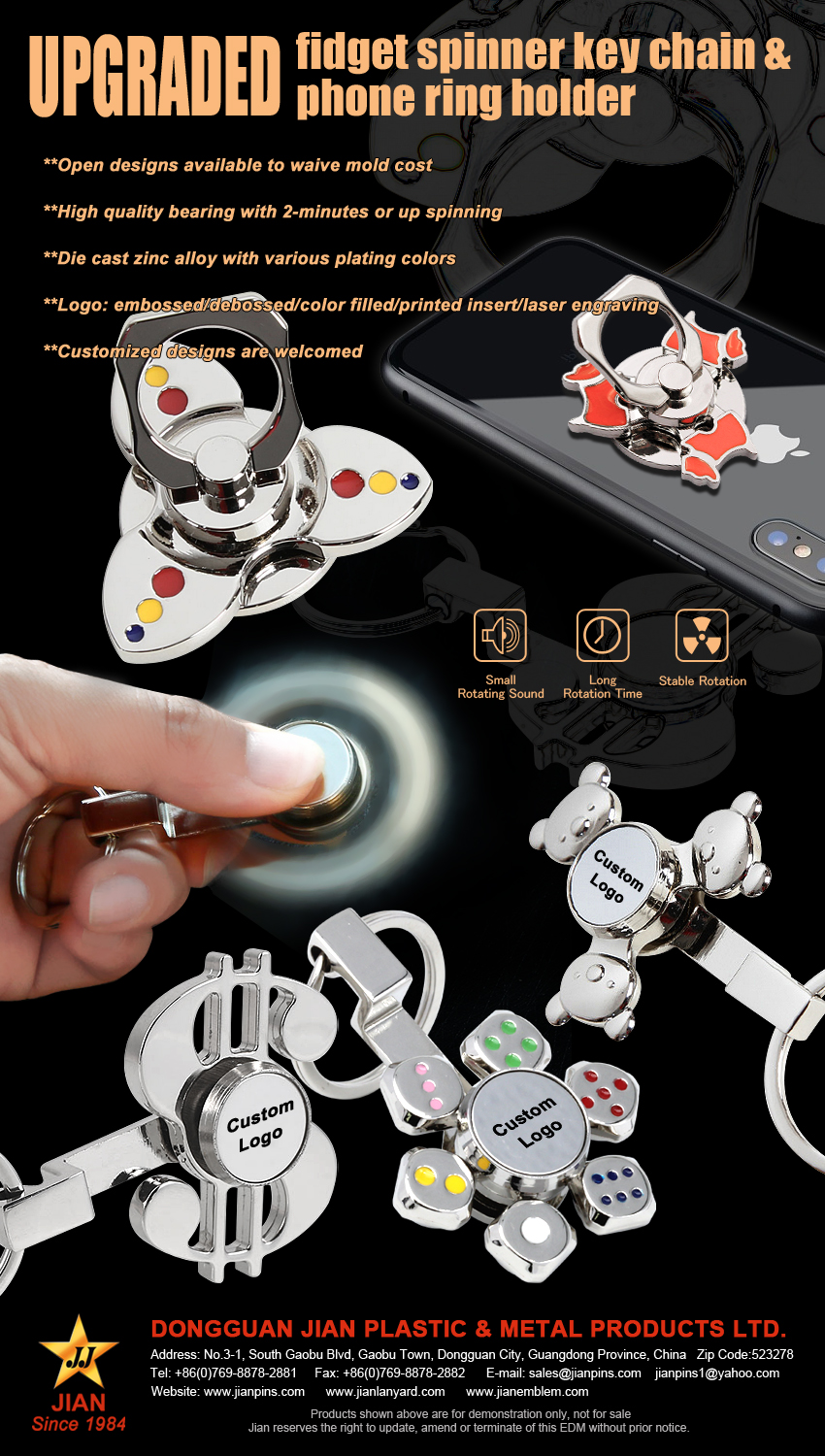 Upgraded Fidget Spinner keyring and phone ring holder with more functional use