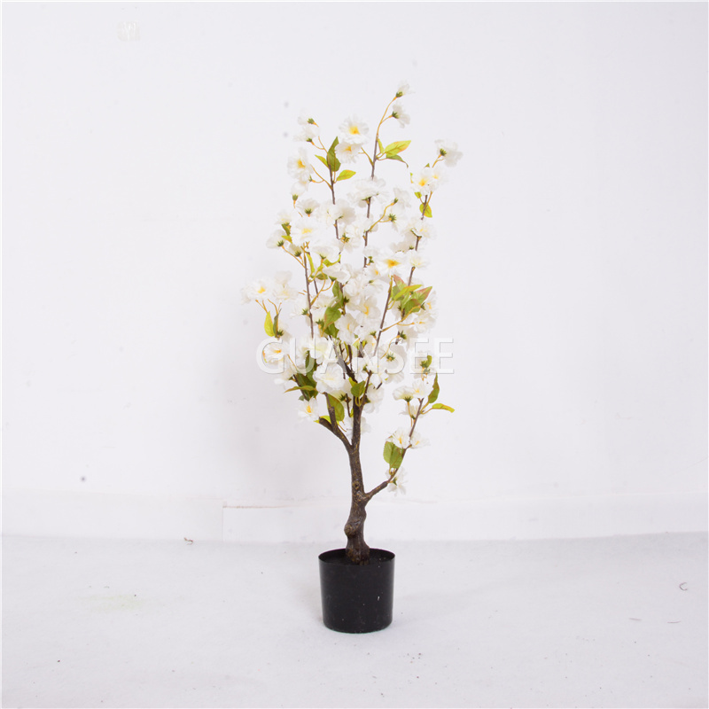 Hot Sell Artificial White Cherry Blossom Bonsai Plants Home Decor GSYHPZ-2