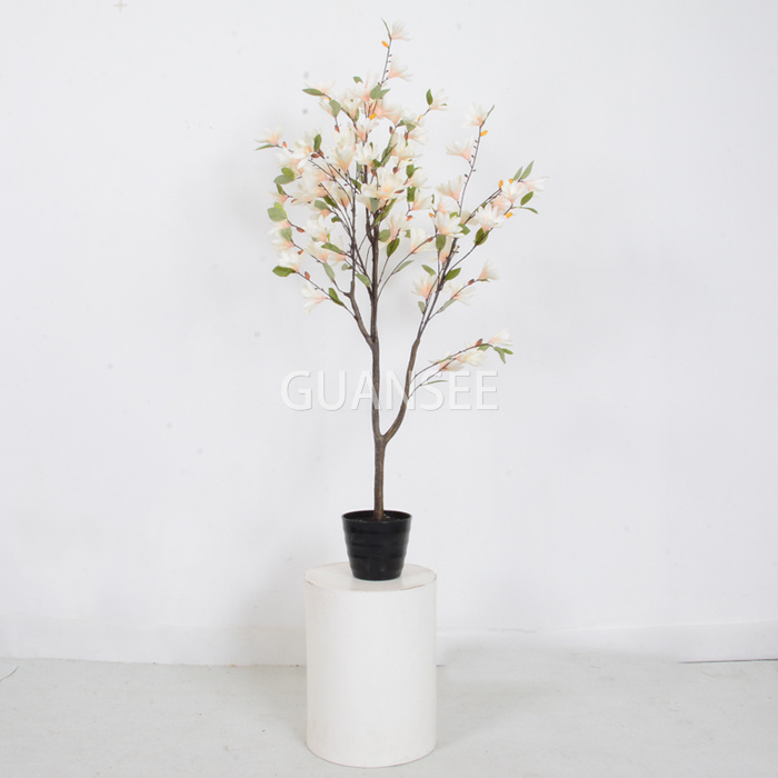  Wholesale Artificial Champagne Magnolia Flower Bonsai Plants H1.3m GSYLPZ-1