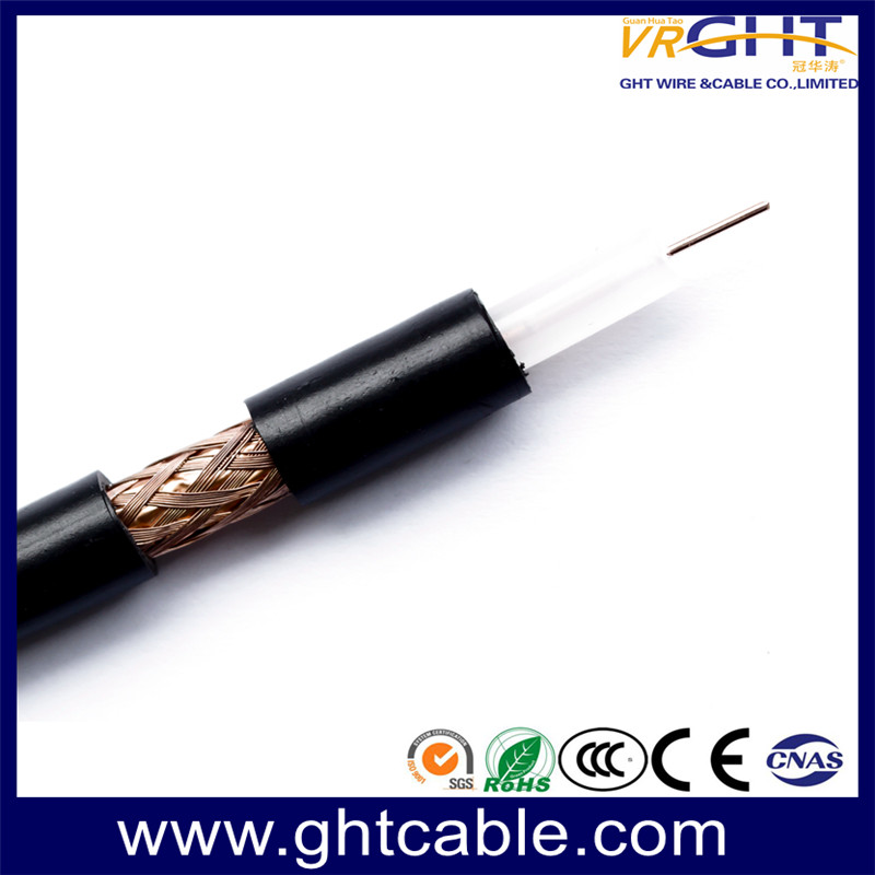 Black PVC Coaxial Cable RG6 0.8mm Conductor