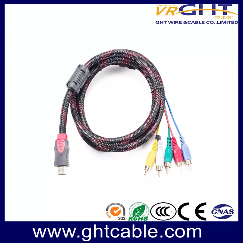 Hdmi Male TO 5RCA Component Convert Cable Cord Adapter For DVD HDTV STB 1080P