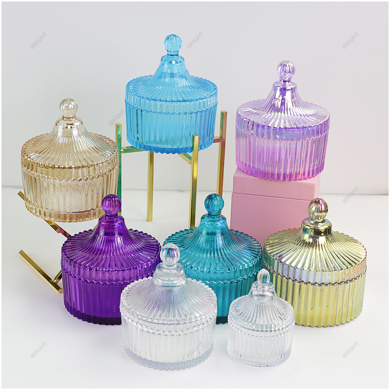 GEO Glass Candle Jar with Lid