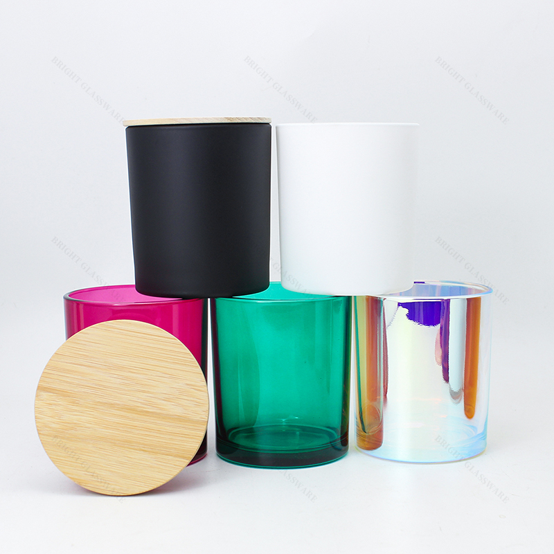 Free Sample Spray Color Electroplated Round Glass Candle Jar BGC9010 with Lid