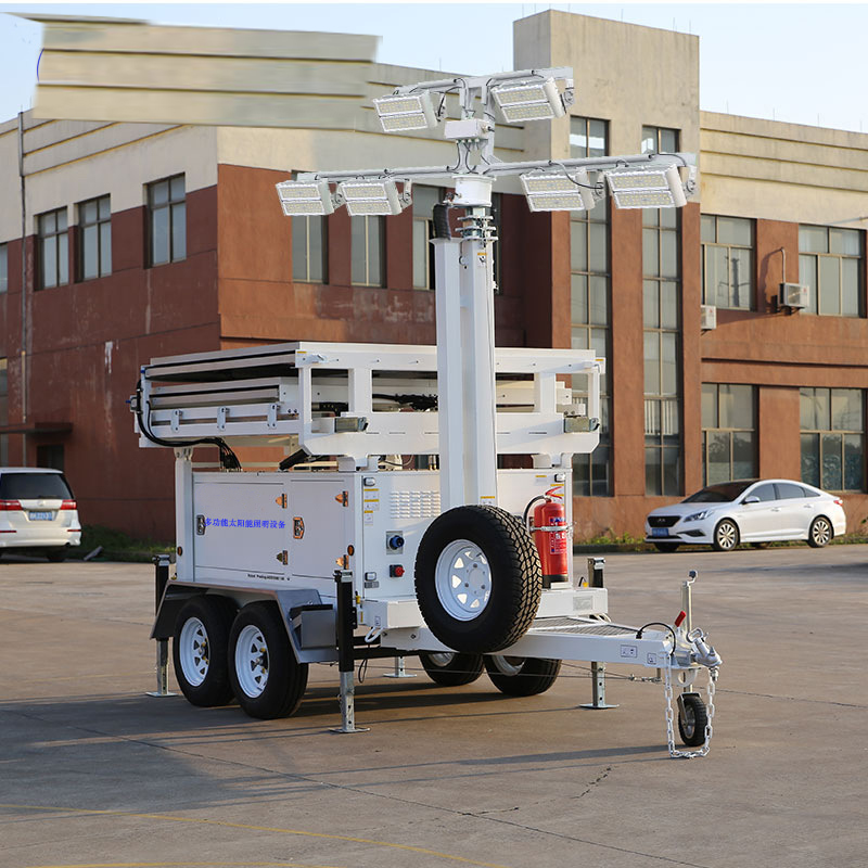 Trailer With Telescoping Mast With Solar Panels