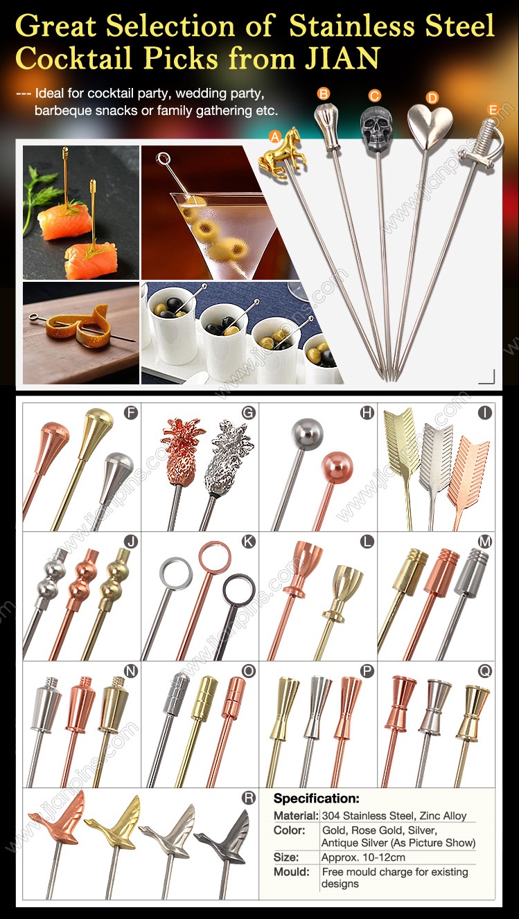 Stainless Steel Cocktail Picks set garnish picks food picks set