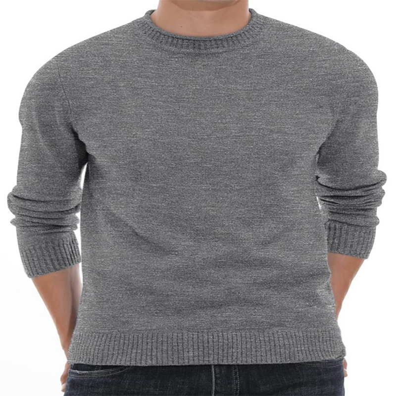 Men's Crewneck Sweater Soft Casual Cotton jersey Sweaters For Men Classic Pullover Sweaters With Ribbing Edge