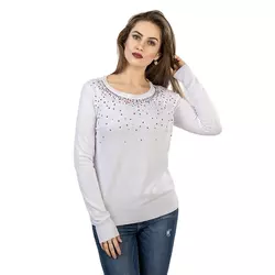 knitted Hotsales Customize Women Knitwear Pullover Neck Hot Fix Decorate Drill Rhinestones Sweater