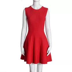 2021 Hot Factory Custom Summer Round Collar Sleeveless RibBed Knit Red women Casual Dress