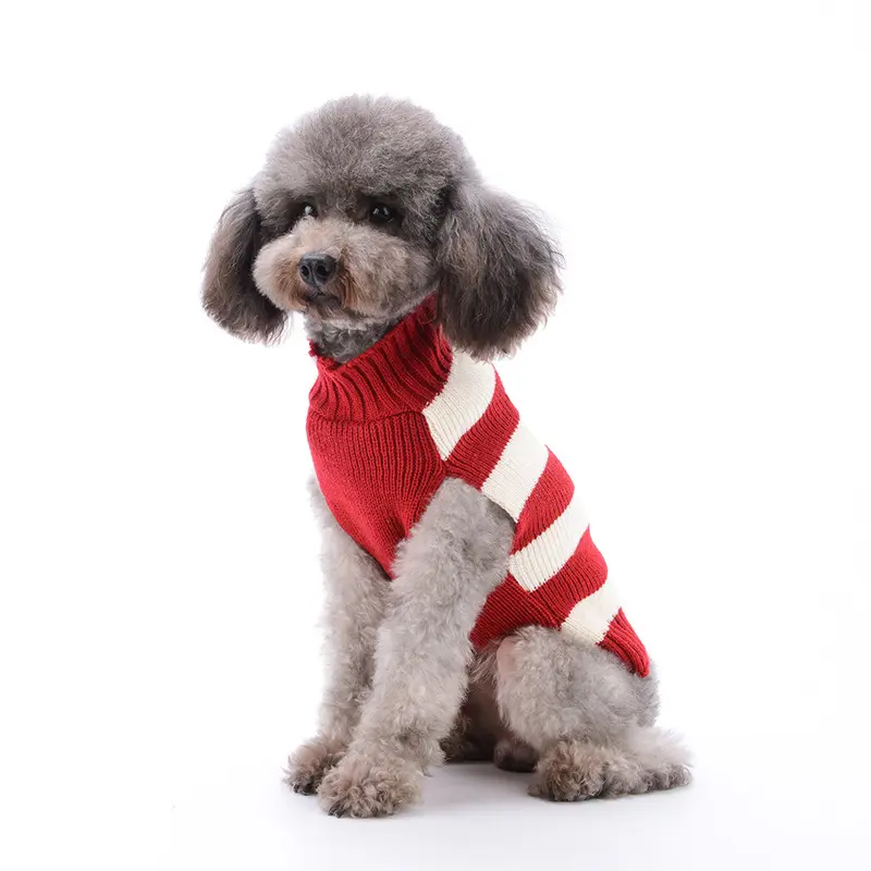 HY Dog Sweater Dog Classic Plaid Knit Sweater For Cold Weather Small To Medium Dog Turtleneck Pet Christmas Clothes