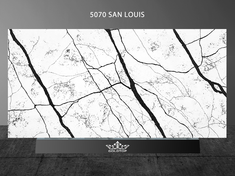 San Louis Calacatta Quartz Thick Black Stripes Suppliers