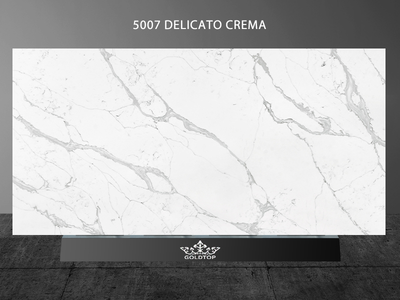 White Calacatta Quartz Delicato Crema Gray Stripe