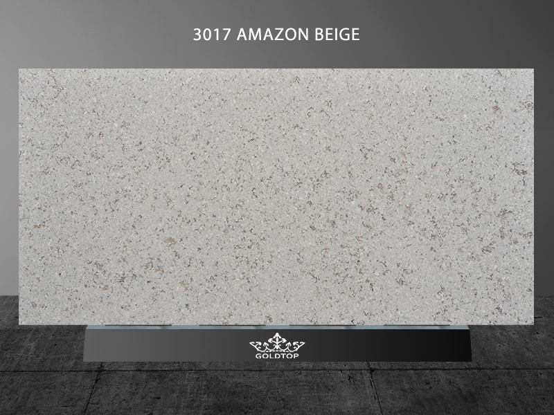 Amazon Beige Quartz Worktop Backsplash Manufacturer 3017 