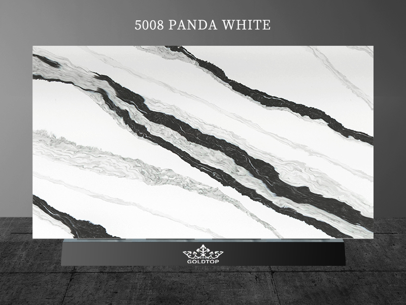 Super Jumbo Slab Calacatta Quartz White and Black Panda 