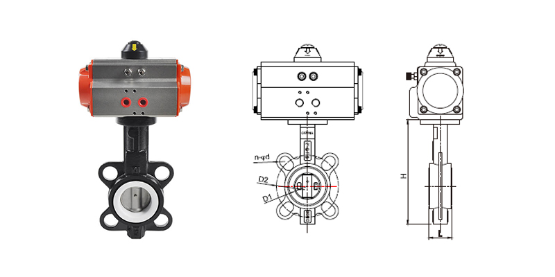 Pneumatic Wafer Butterfly Valve Main Outline and Structure