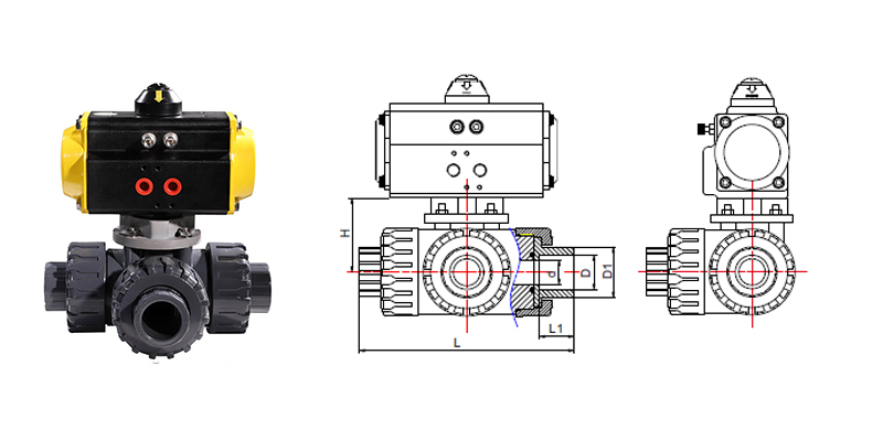 FLE61 Pvc Ball Valves with Pneumatic Actuator Main Outline and Structurer