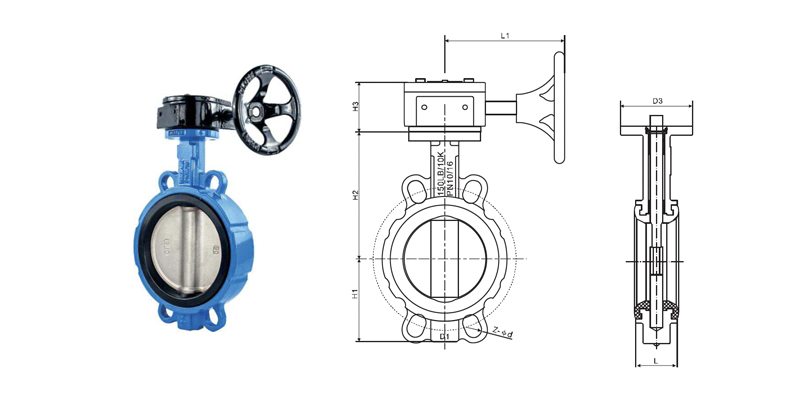 Main Outline and Connecting of Plastic 8 Wafer Butterfly Valve 