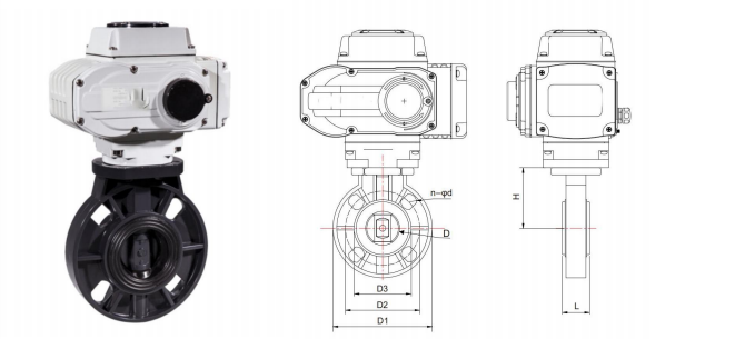 Fle06 Series Plastic Electric Butterfly Valve Main Outline 