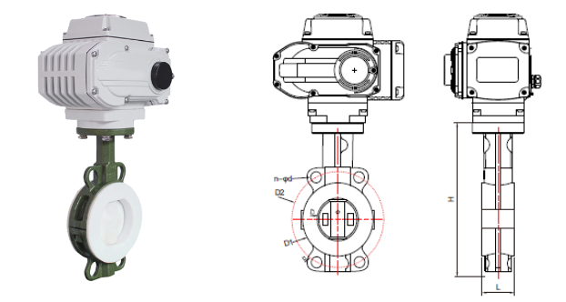 FLE06 Electric Actuated Butterfly Valve Main Outline and Structure 