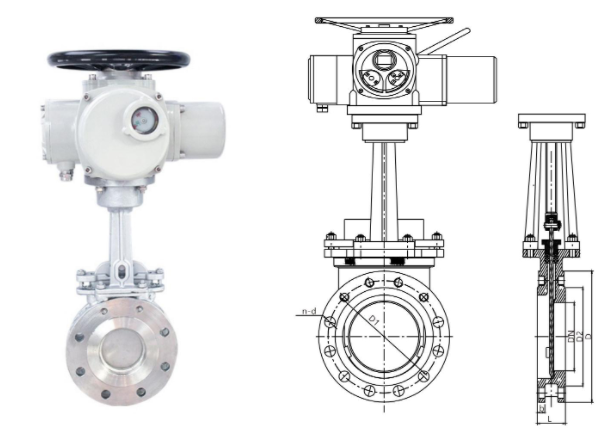 FLE-Z05-KG Multi-Turn Electric Knife Gate Valve Main Outline and Structure 