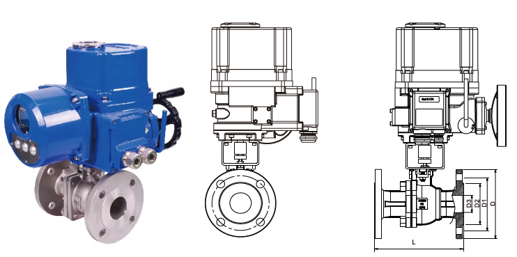 Explosion-Proof Flange Motorized Actuated Ball Valve Main Outline and Structure 