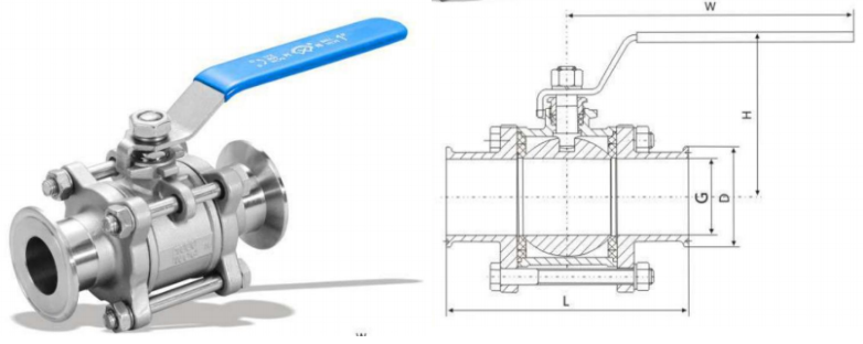 Stainless Steel Sanitary Ball Valve Dimension