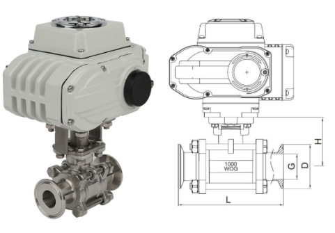 FLE Food Grade Electric Ball Valve Main Outline and Structure 