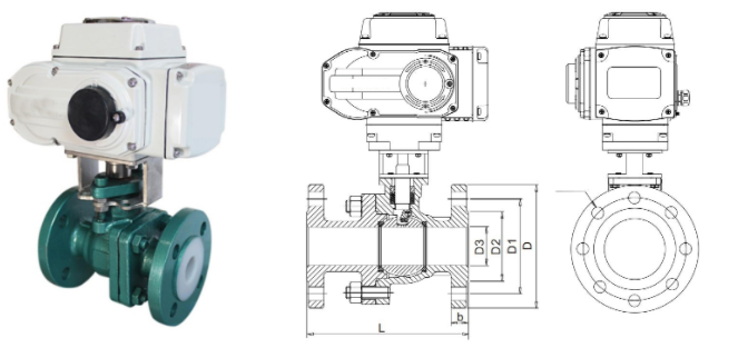 PTFE Fluorine-Lined Ball Valve Main Outline and Structure 