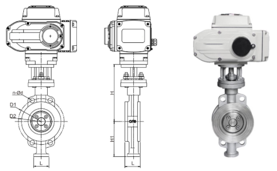 Electric Hard Seal Butterfly Valve Main Outline and Structure 