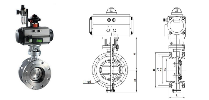 Pneumatic Hard-sealed Butterfly Valve Main Outline and Structure 