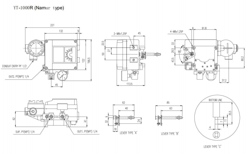 YT-1000R Rotary Electro Pneumatic Positioner Structure 