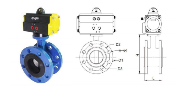 Butterfly Valve With Pneumatic Actuator Main Outline and Structure 