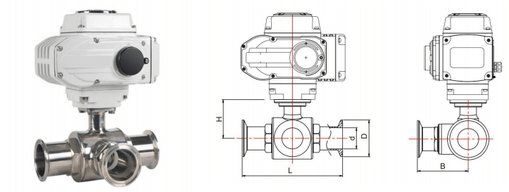 3 Way Clamp Electric Sanitary Ball Valve Main Outline