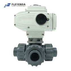 Fleyenda Double Union 3 Way PVC Electrically Actuated Ball Valve