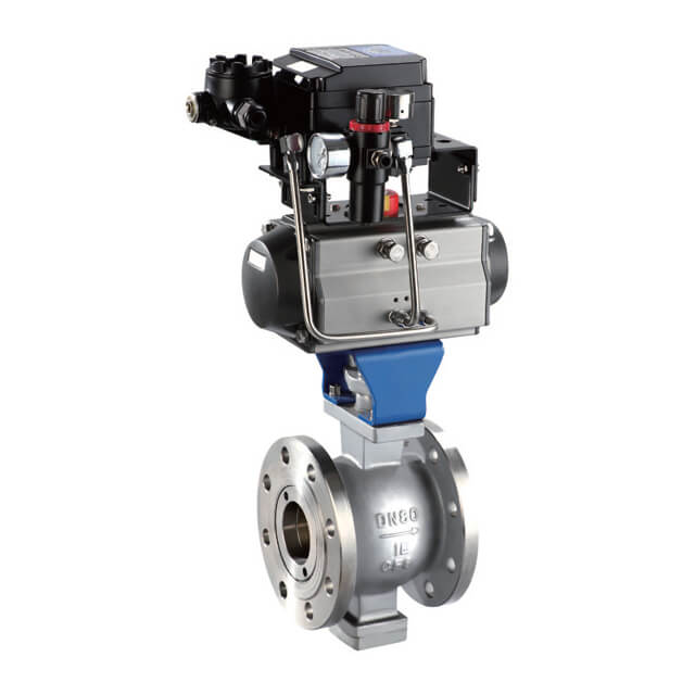 V Port Stainless Steel Ball Valve with Pneumatic Actuator