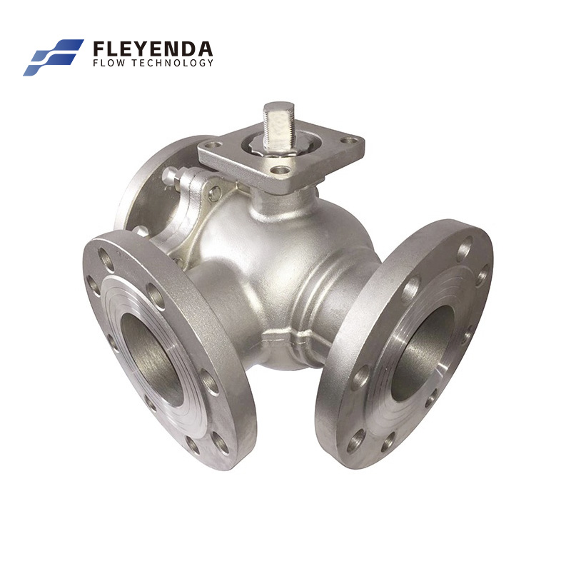 CF8 3 Way Stainless Steel Flanged Ball Valve