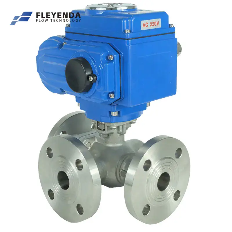 Fleyenda Electric 3 Way Flange Ball Valve